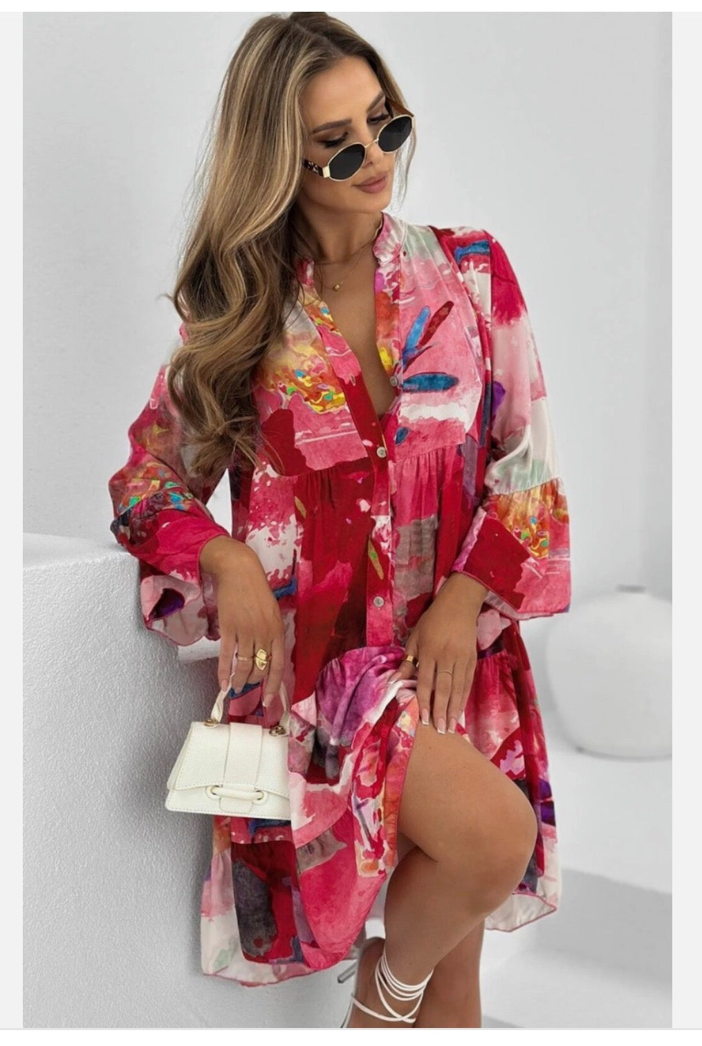 Kira Boho Oversized Abstract Tunic Dress Onesize