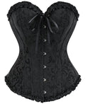 Women's  Sweetheart Lace Up Plastic Bones Corset Bustier Top Black, XS