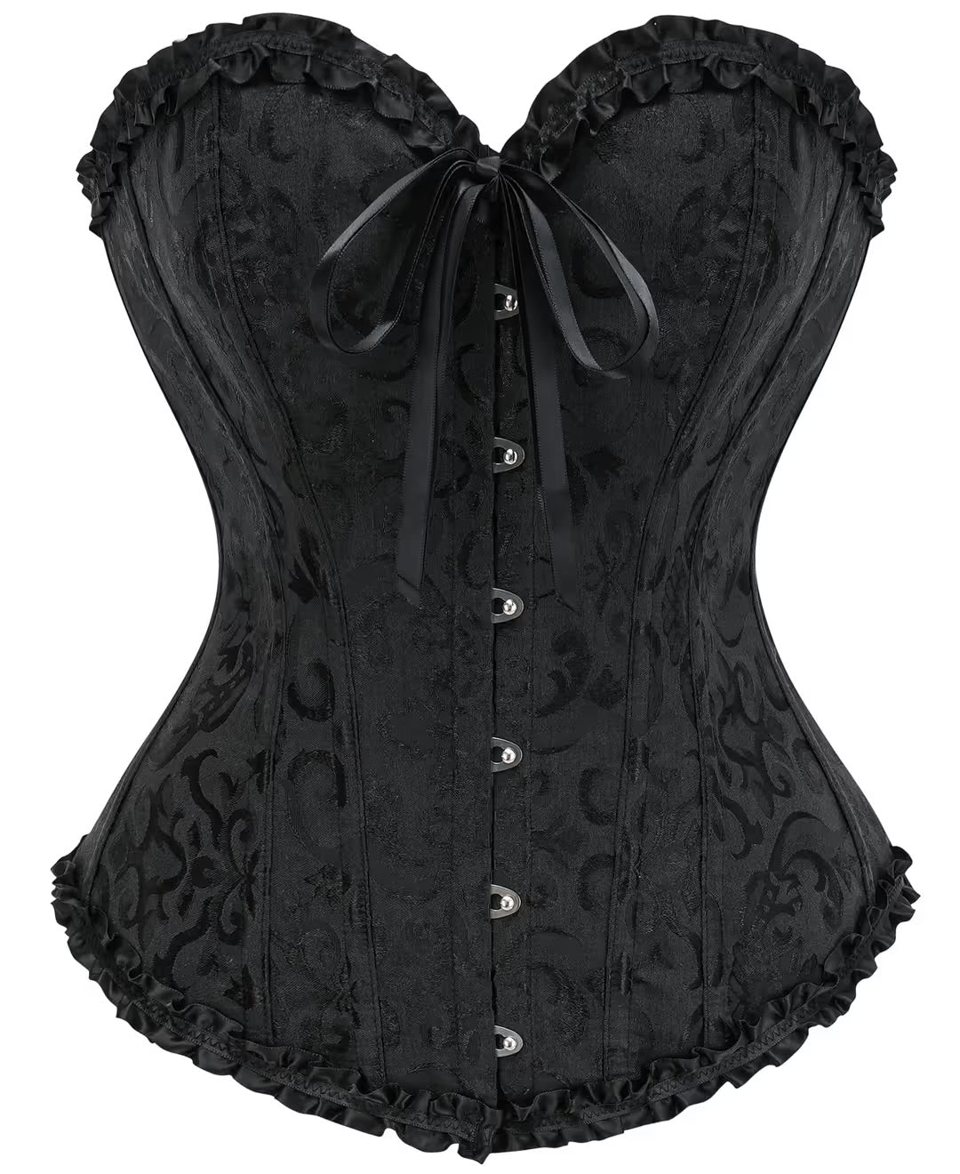 Women's  Sweetheart Lace Up Plastic Bones Corset Bustier Top Black, XS