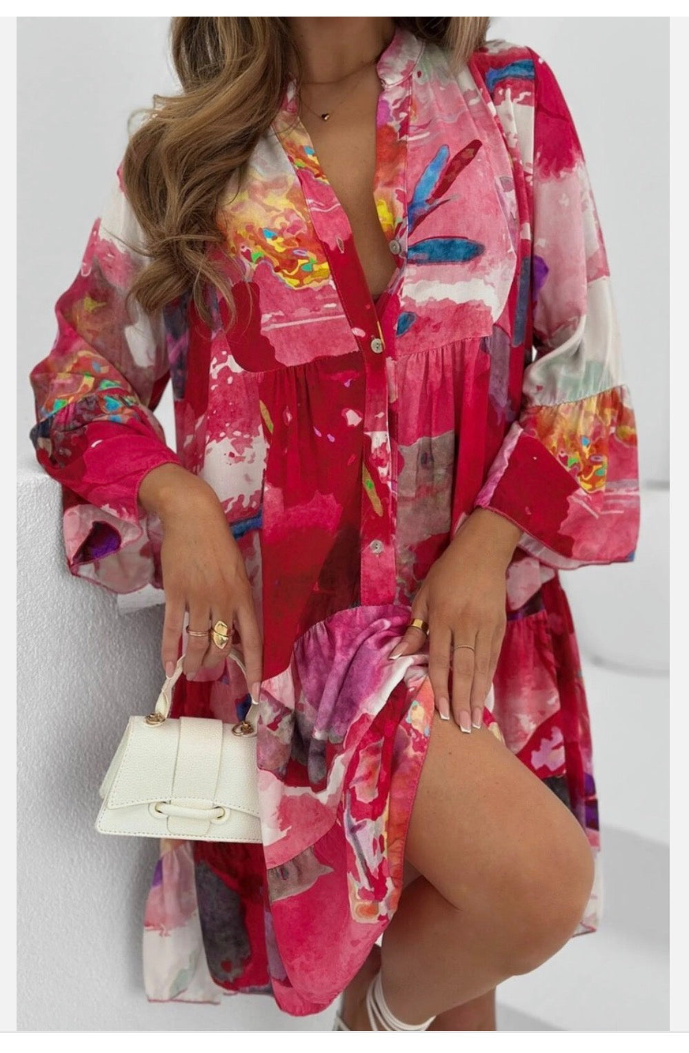 Kira Boho Oversized Abstract Tunic Dress Onesize