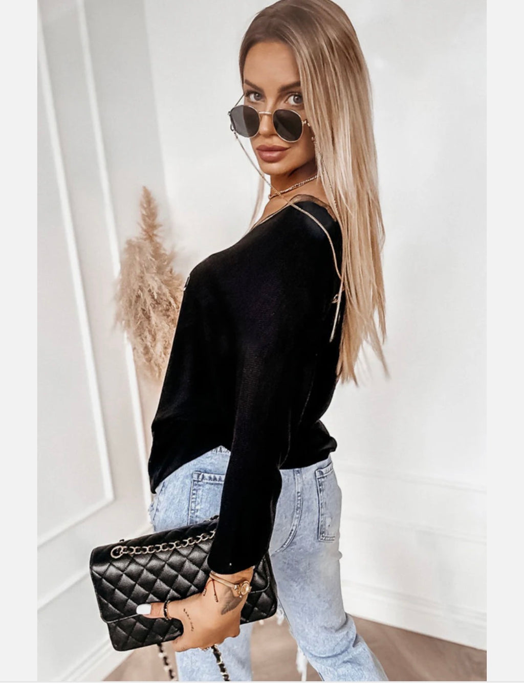 Oh La La Metallic Printed light Knitted Top One Size