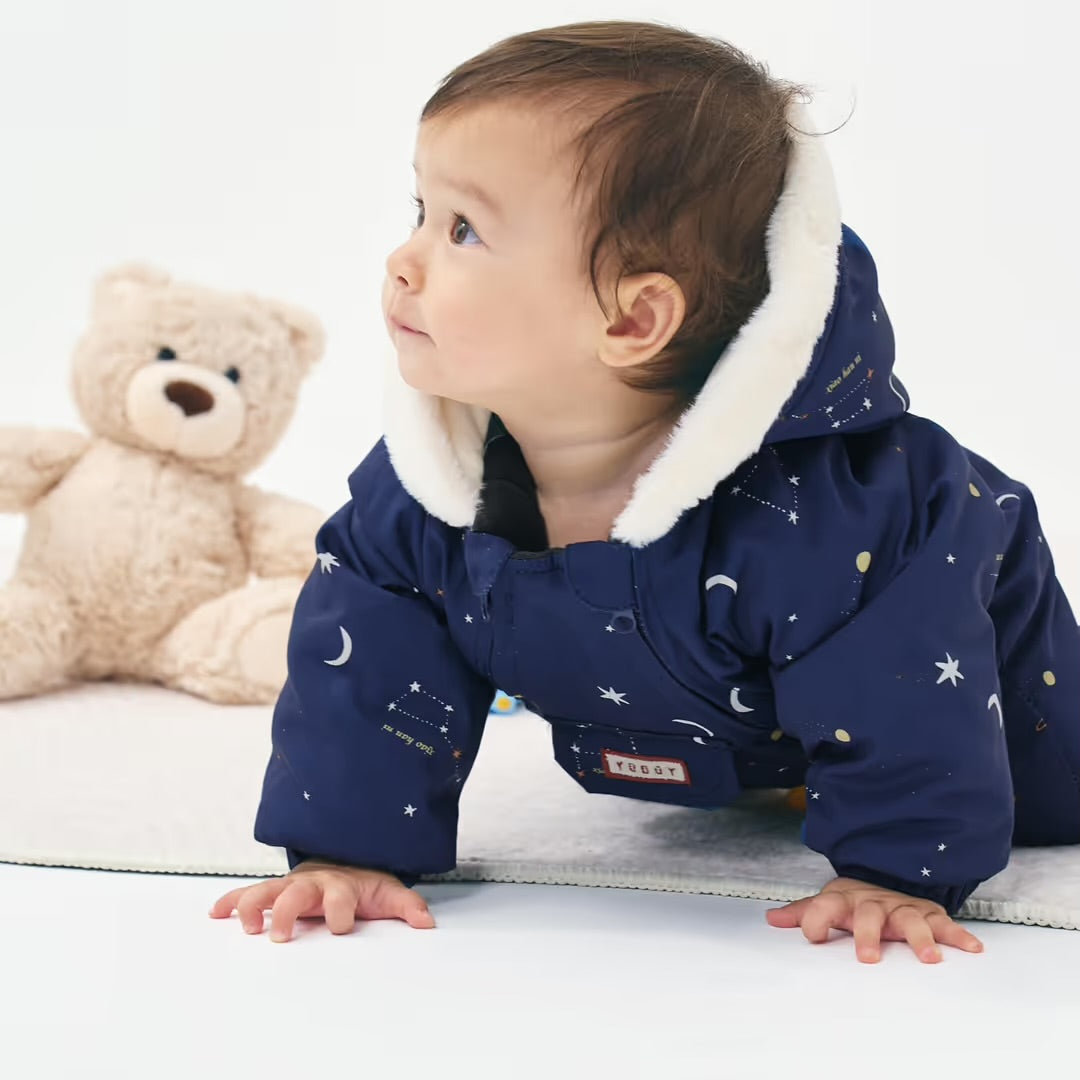 Baby Snowsuit Hooded Winter Romper Warm Insulated Outerwear - Navy 6-12 Months