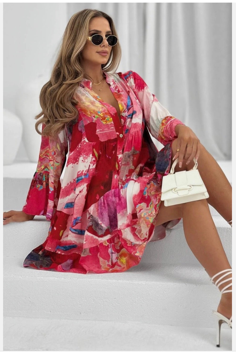 Kira Boho Oversized Abstract Tunic Dress Onesize