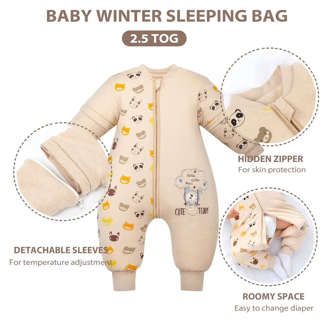 Mosebears Baby Sleeping Bag, 2.5 TOG baby sleep sack with Legs 80cm