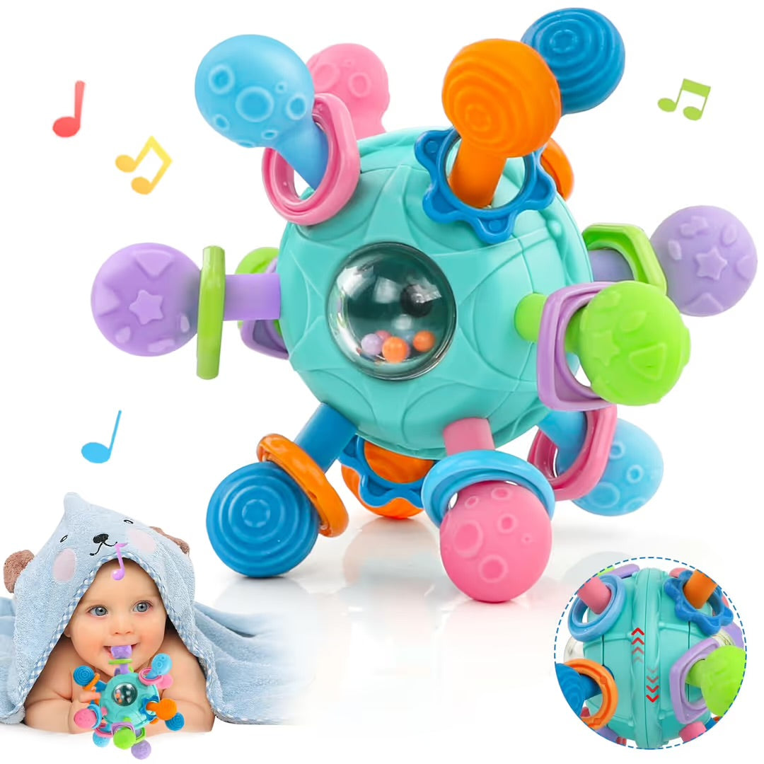 Sensory Montessori Baby Toys Rattle Teether Shaker – Pink or Blue