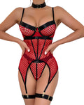 EVELIFE Women's Lingerie Sets Sexy Gothic Bodysuit with Thigh Garter & Choker