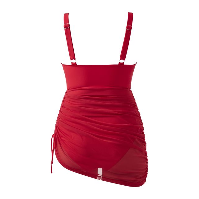 Mesh Tummy Control Swimsuit in Red