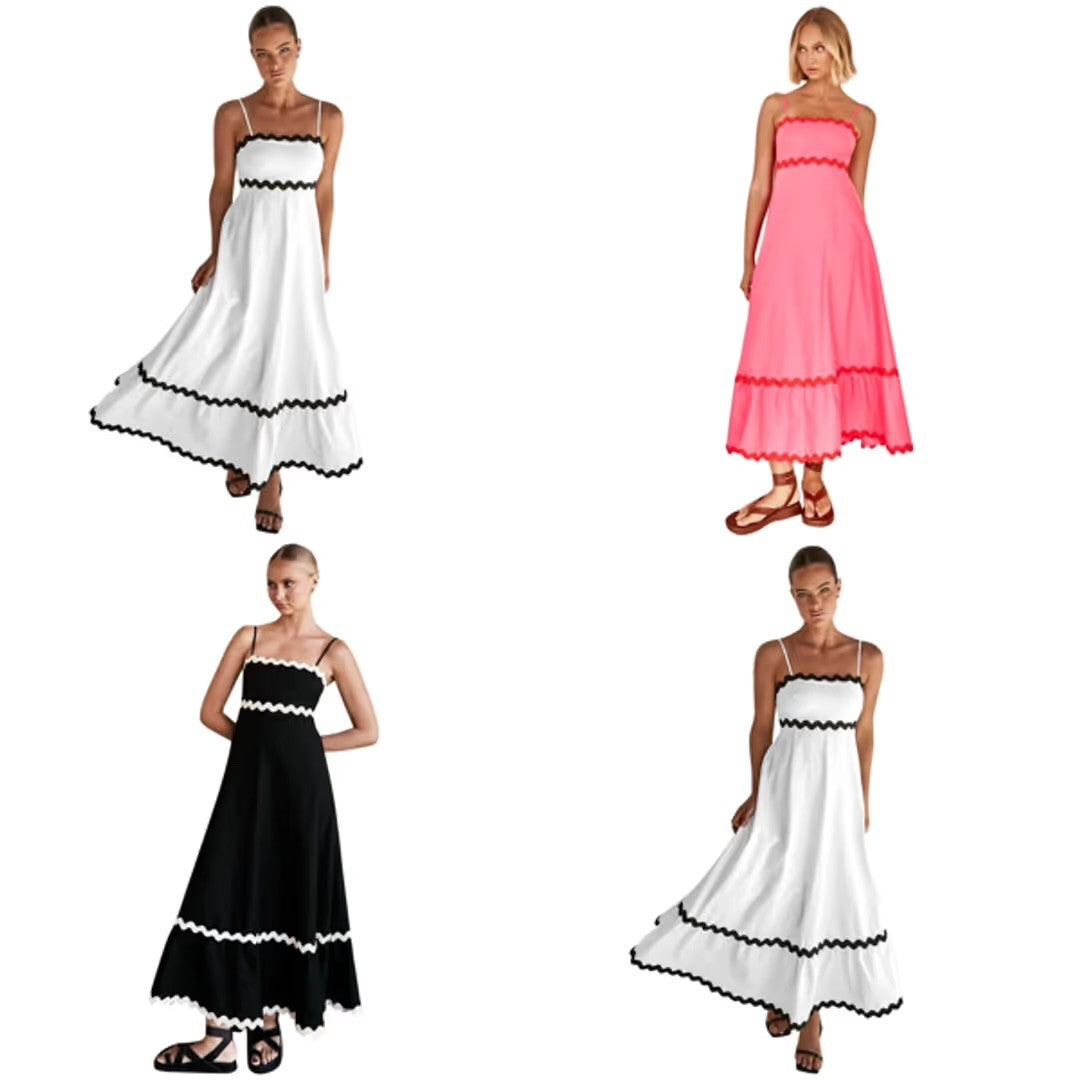 Obeeii Ric Rac Boho Summer Dress